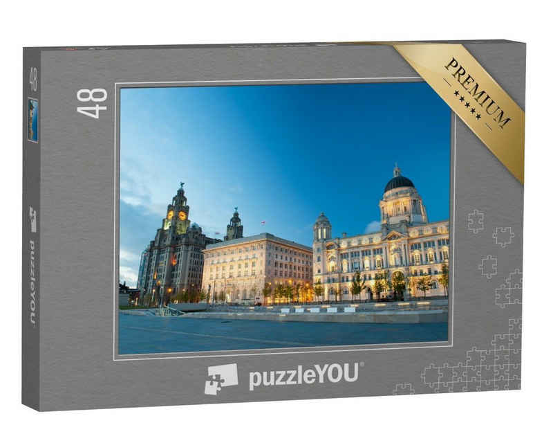 puzzleYOU Puzzle Liverpool bei Nacht, England, 48 Puzzleteile, puzzleYOU-Kollektionen Liverpool