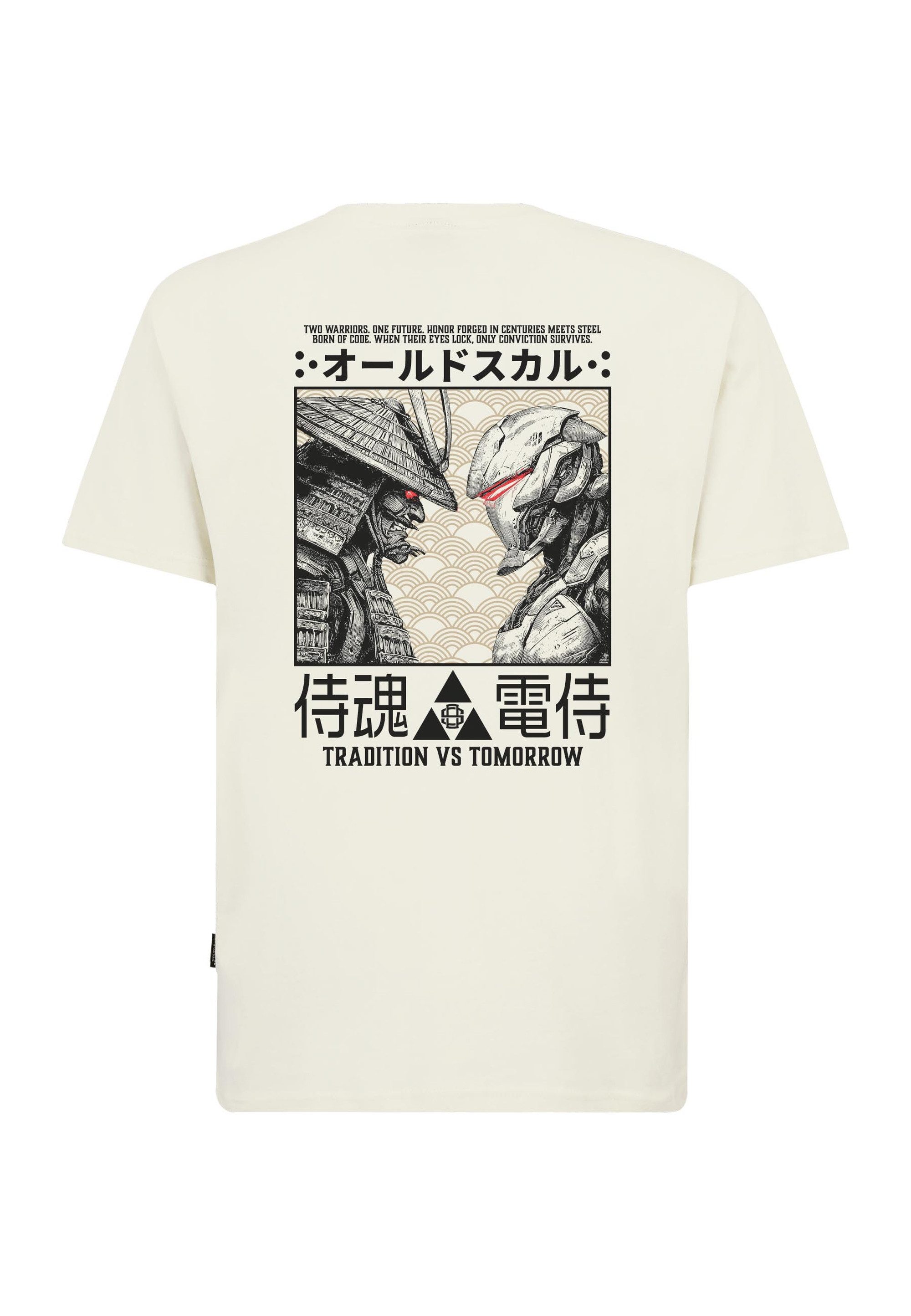 Oldskull T-Shirt Asian Samurai Robot Fusion Graphic mit großem Foto-Backprint