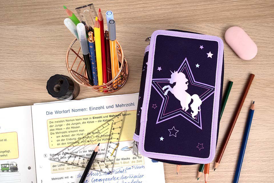 Scooli Federmäppchen Tripledecker, Dreamland, befüllt, inkl. Geodreieck