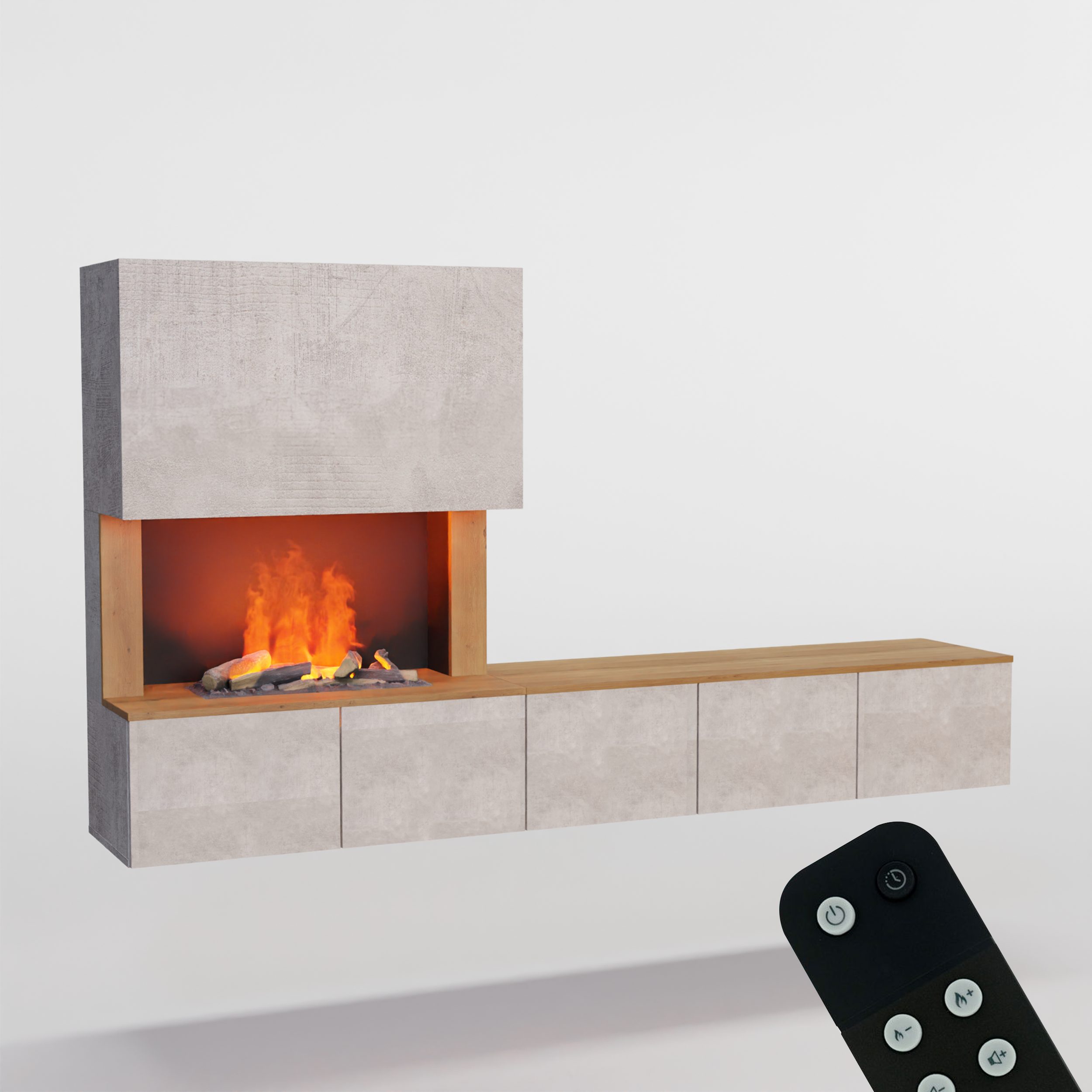 GLOW FIRE Elektrokamin CW5 Links Wasserdampf Kamin- Wohnwand mit Kamin, Sideboard mit Kamin, Wasserdampfkamin mit 3D Feuer und Knisterfunktion
