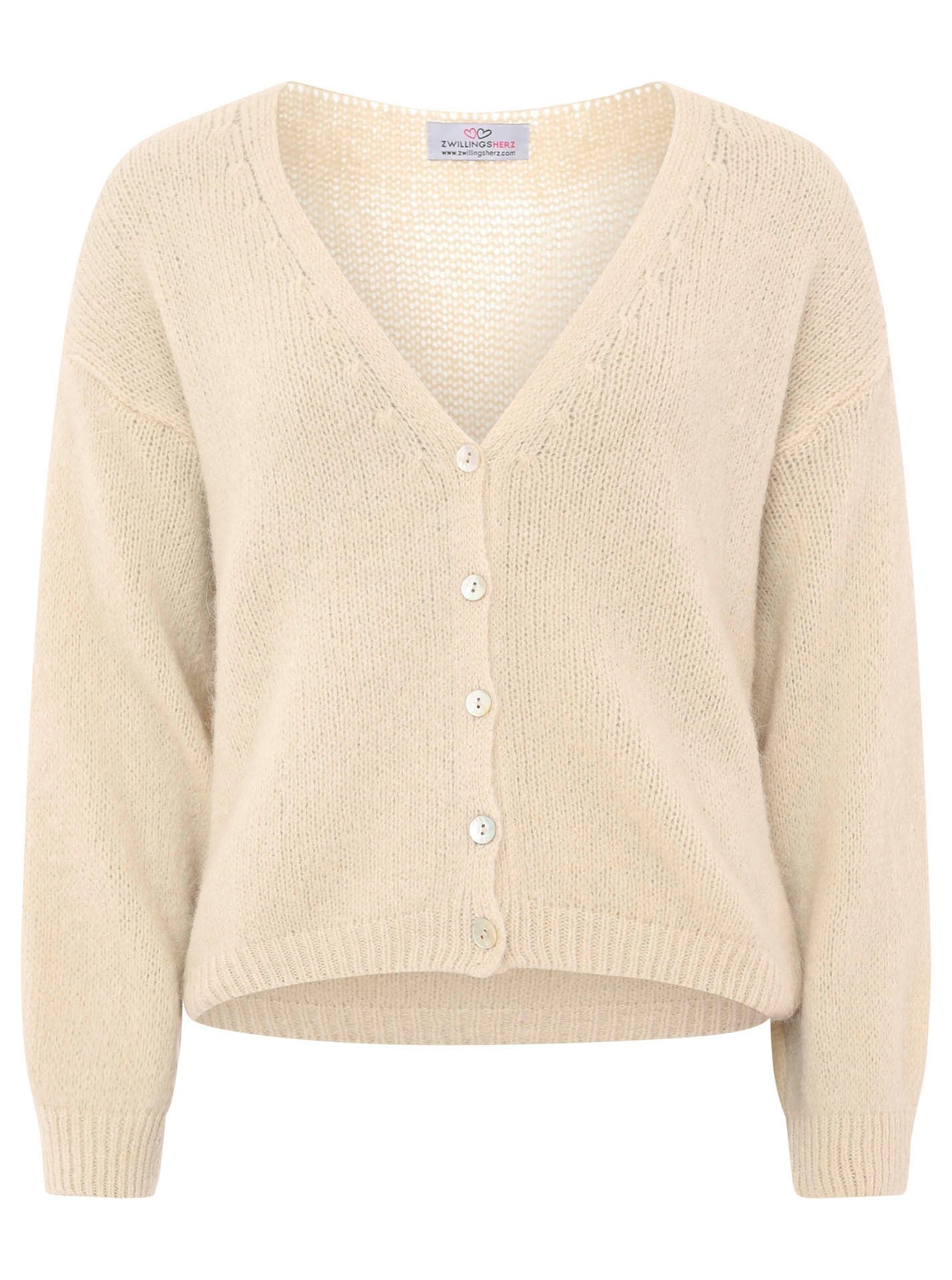 Zwillingsherz Strickjacke "Uni" One Size, Langarm, Knopfleiste, tiefer V-Au günstig online kaufen