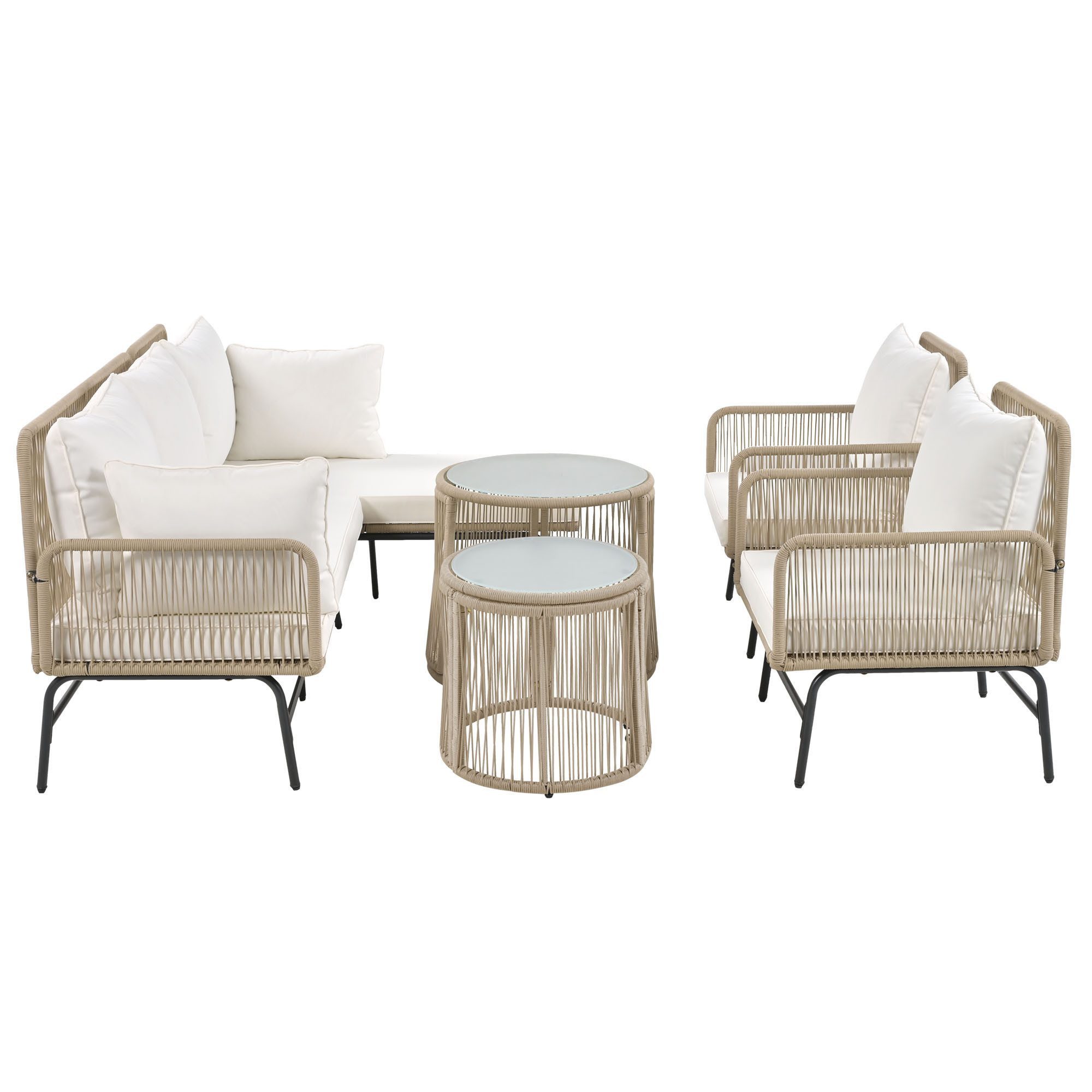 Odikalo Gartenlounge-Set Gartenmöbel Eisen Outdoor Sessel 2-Sitzer-Sofa Tisch Kissen Beige/Grau. Reduzierter Preis € 719,00. Unverbindliche Preisempfehlung € 1.429,00, (€ 719,00 pro 1 Stk)