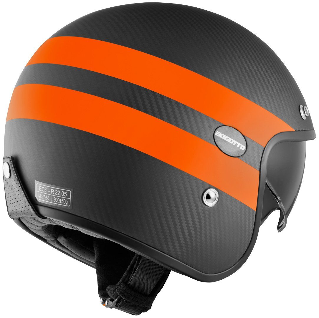 Bogotto Motorradhelm V587 Crono Carbon Jethelm, integriertes Sonnenvisier