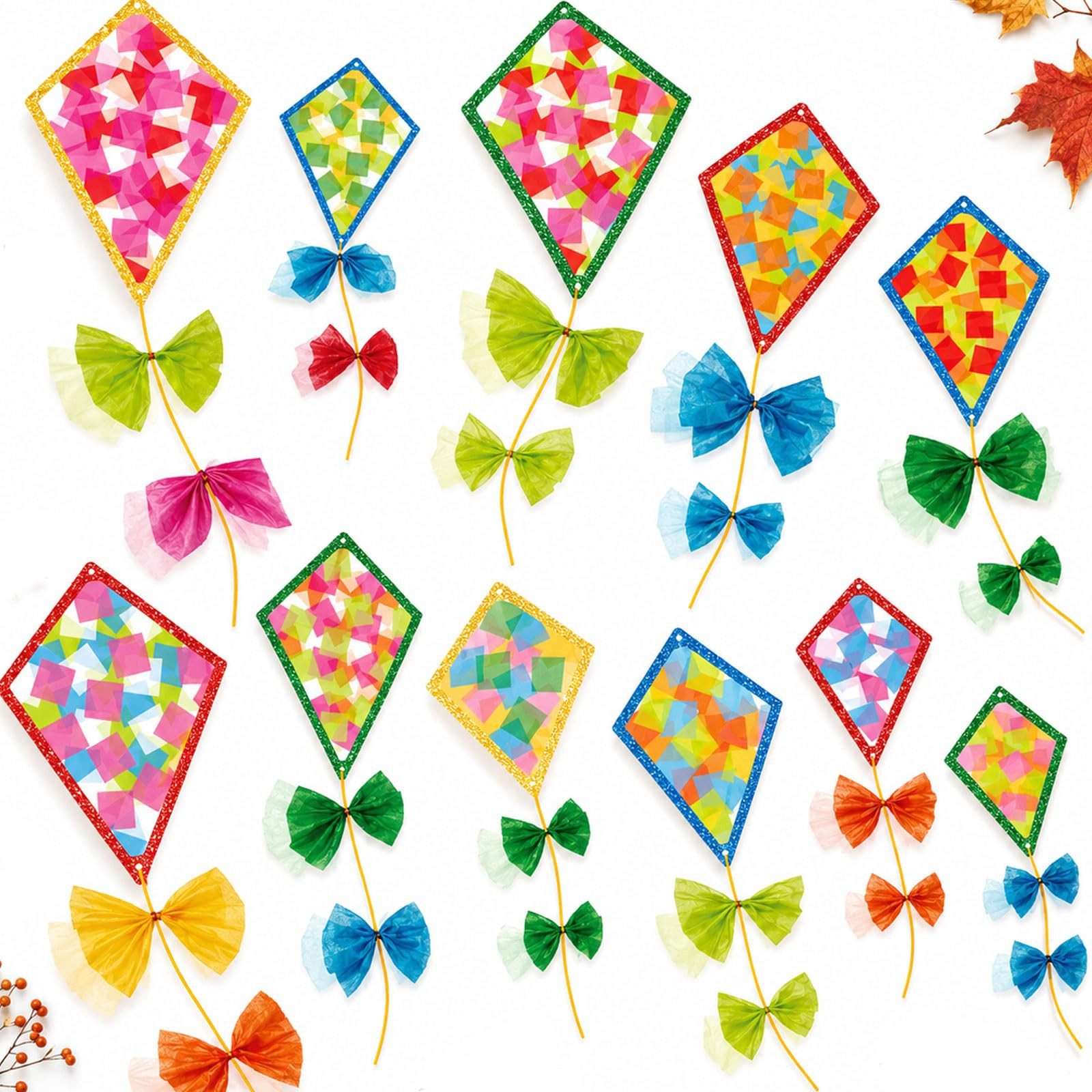 FOUORTUNATE-BEE Fensterdekoration Herbst-Fensterdeko Set, 24 Papierdrachen, Bastelset für Fensterdeko, Herbstdeko Fenster, Bastelset mit …
