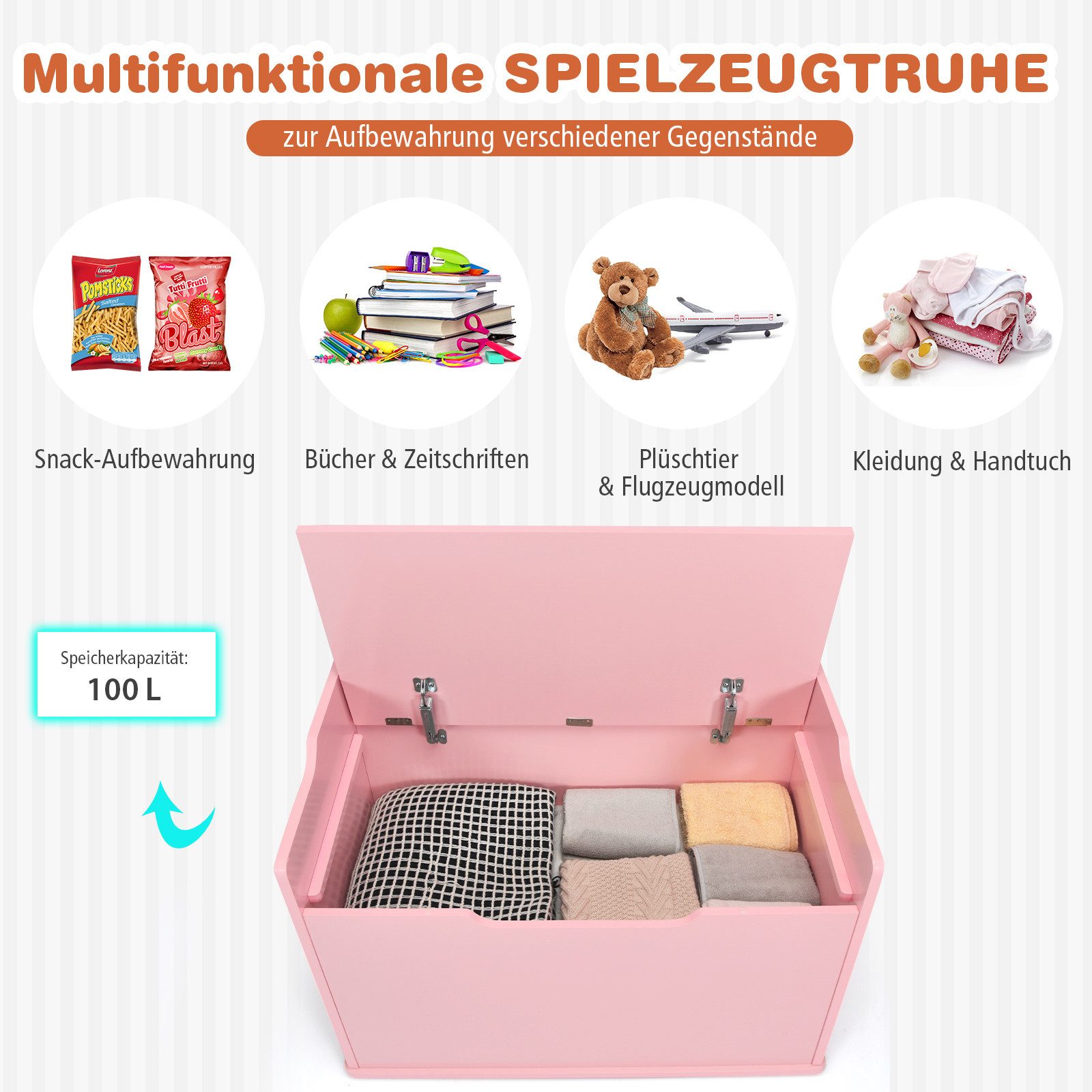 COSTWAY Spielzeugtruhe, Kinder, Spielzeugkiste mit Deckel, günstig online kaufen