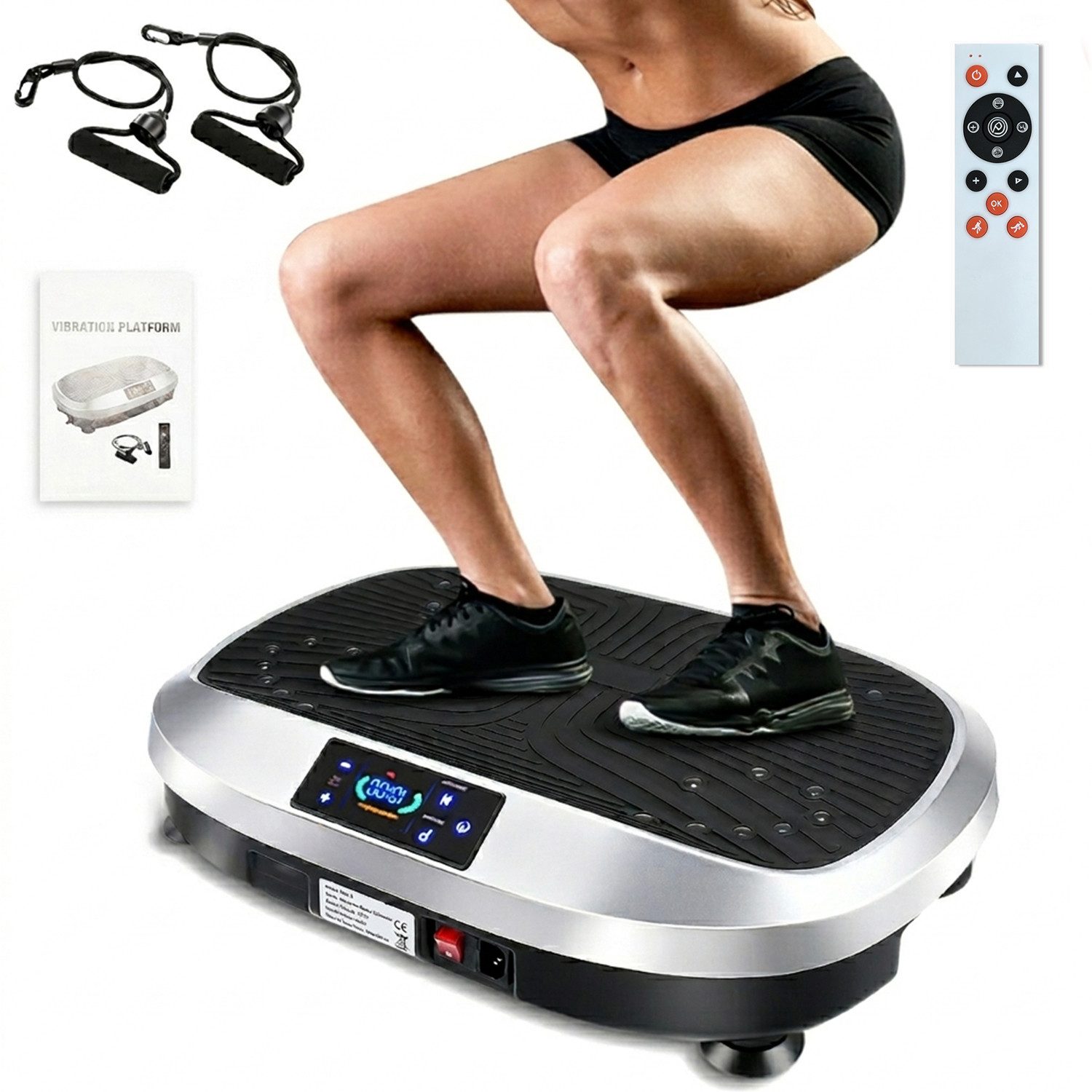 kehot Vibrationsplatte Ganzkörper, 3D Fitnessgeräte mit 2 Bändern & Fernbedienung, 200 W, 120 Intensitätsstufen, (Set, mit Trainingsbandern), Schwingung Modus, 6 voreingestellte Modi