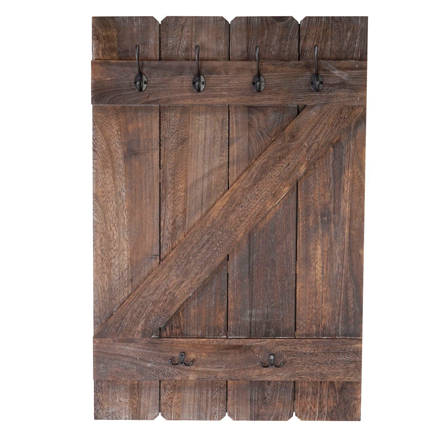 BERLINLODGE® Wandgarderobe Garderobe Garderobenpaneel HxBxT 91x60x10cm 6 Haken, Landhaus-Design: Shabby-Look für charmante & wohnliche Akzente