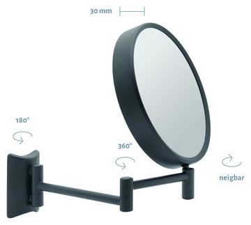 Libaro Kosmetikspiegel Imola, 360° Schminkspiegel schwarz Rasierspiegel 2-seitig Vergrößerung 3x/7x