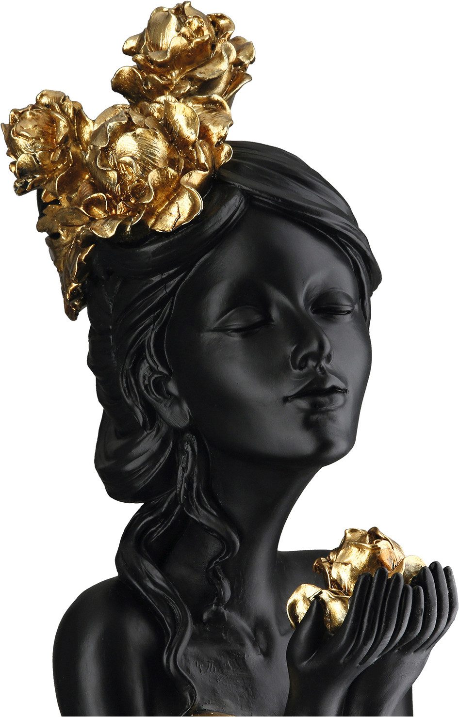 GILDE Skulptur Skulptur Frau Rosenliebe schwarz (1 St), Frauenfigur Rosenmotiv romantische Skulptur edle Dekoration – Bild 5 von 5
