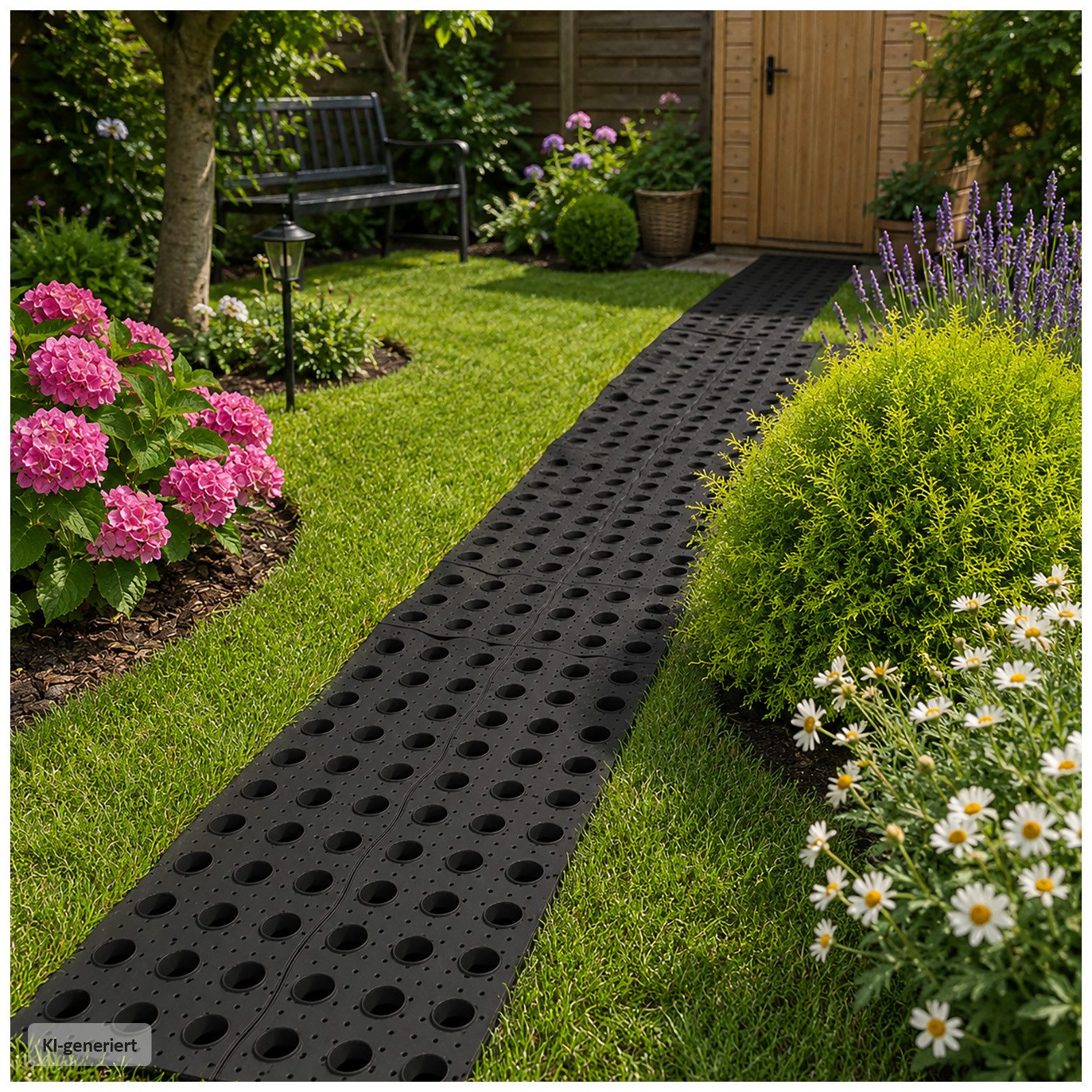 HTI-Living Trittsteine Gehwegplatten Set aus Kunststoff 4 teilig, 69x92 cm, Set, 4-St., 4 Platten, Gartenwegplatten aus Kunststoff
