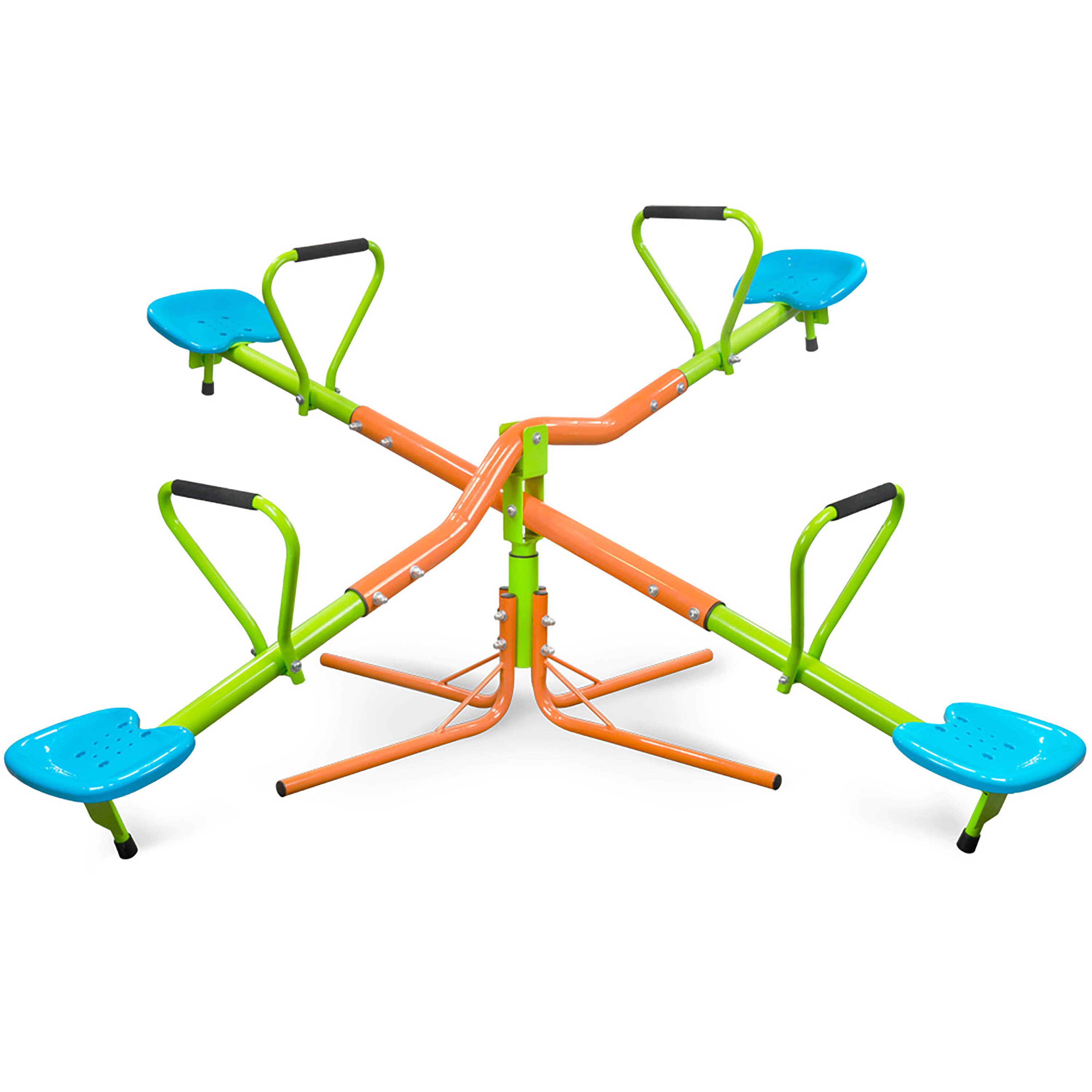 Rolipo Wippe 4-Sitzer Kinderwippe Indoor 360° Drehbar, Karussell-Wippe bis 200kg HDPE-Sitze, kratzfest, abriebfest, Geschenke für Kinder 3–8 Jahre