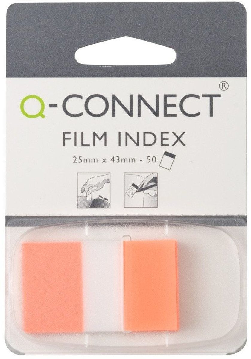 Connect Haftnotizblock Haftstreifen Index 25x43mm 50 Blatt im Spender orange