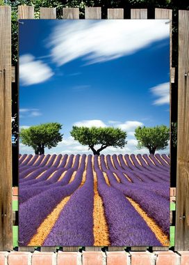 Wallario Sichtschutzzaunmatten Abstraktes lila Blumenfeld mit Lavendel