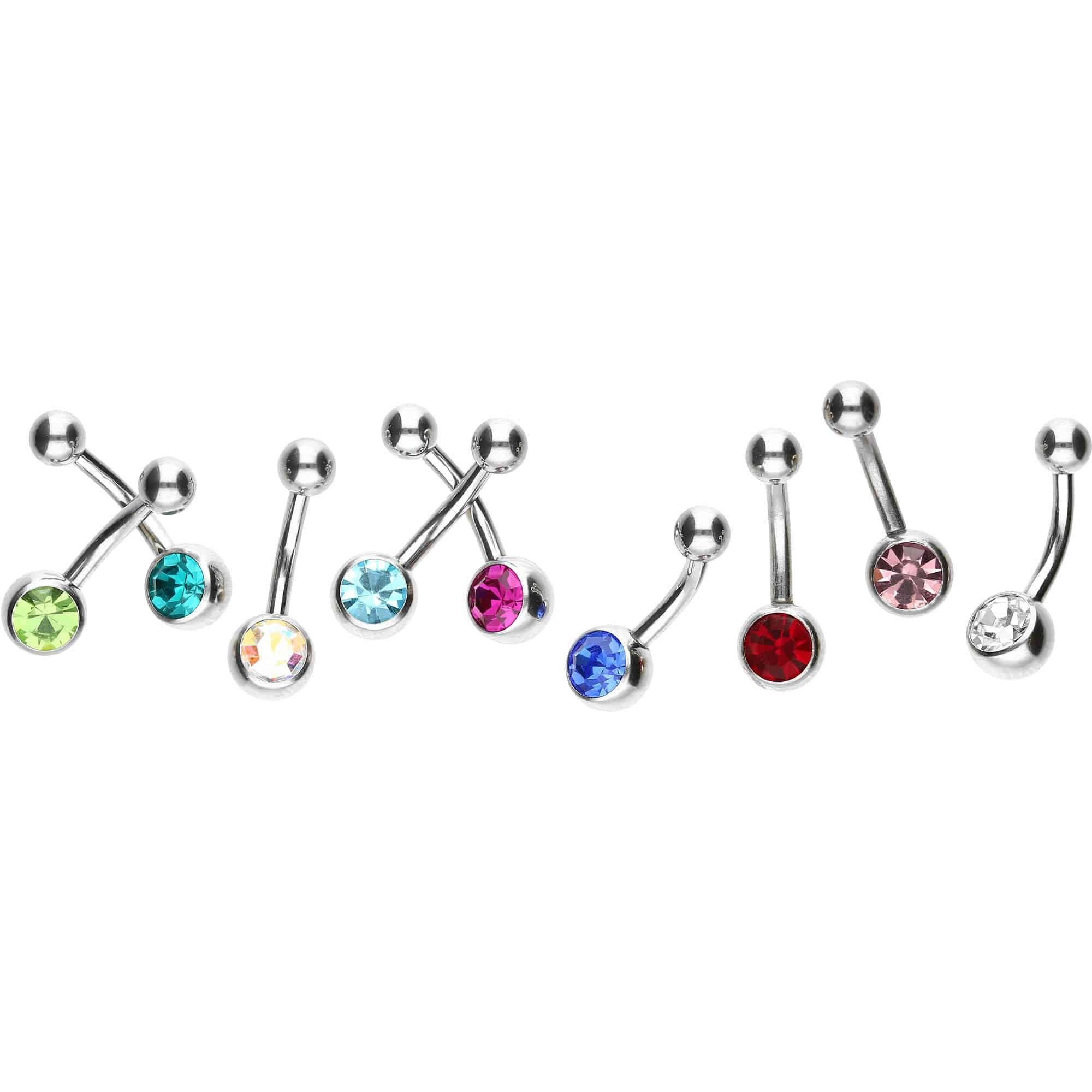 PIERCINGLINE Bauchnabelpiercing Chirurgenstahl Mini Bananabell KRISTALL (Bananabells, 1-tlg)