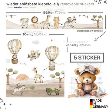 WANDKIND Wandtattoo Aufkleber für IKEA KURA Kinderbett Safaritiere (Ohne Möbel) IKB505, wieder ablösbar