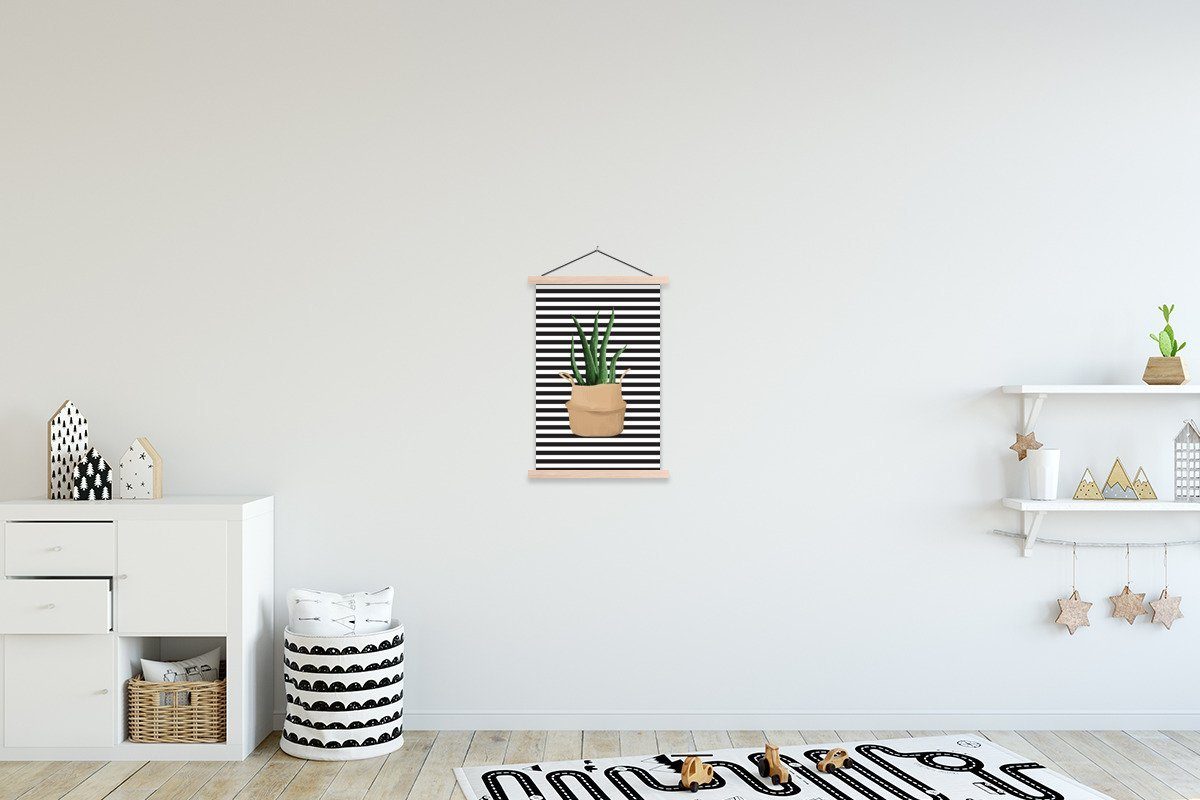MuchoWow Poster Pflanzen - Aloe Vera - Pflanzgefäß, (1 St), Posterleiste, Textilposter für Wohnzimmer, Bilderleiste, Magnetisch