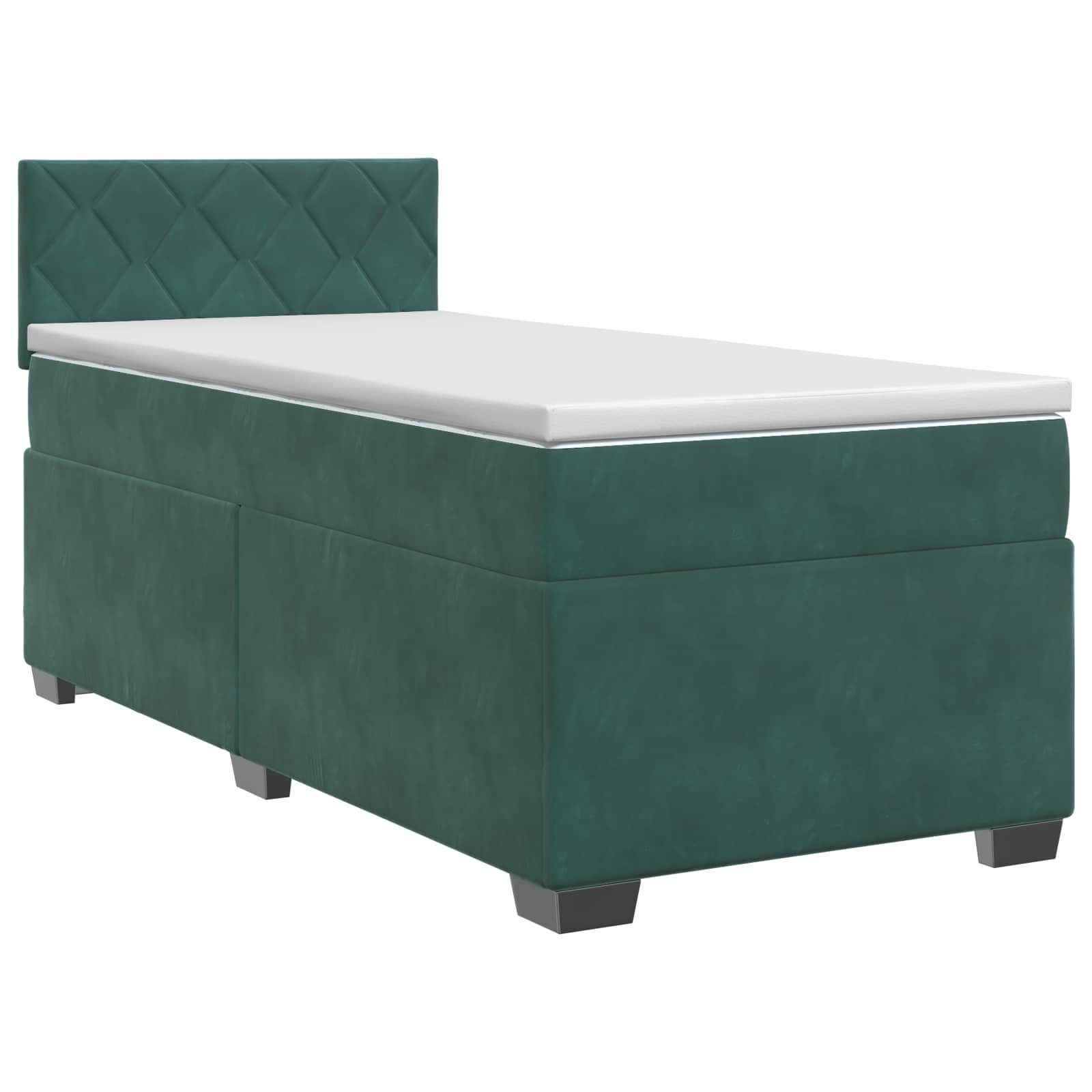 vidaXL Bett Boxspringbett mit Matratze Dunkelgrün 90 x 200 cm Samt (1-tlg)