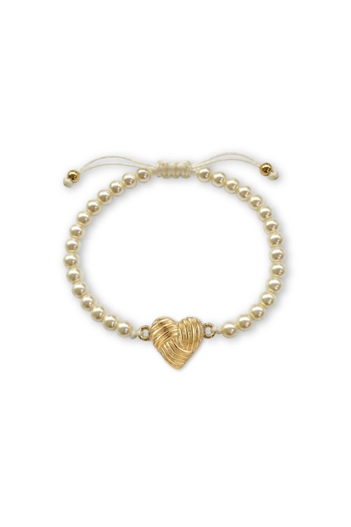 Alpenflüstern Armband Armband Damen - KNOTEN-HERZ - creme/weiß