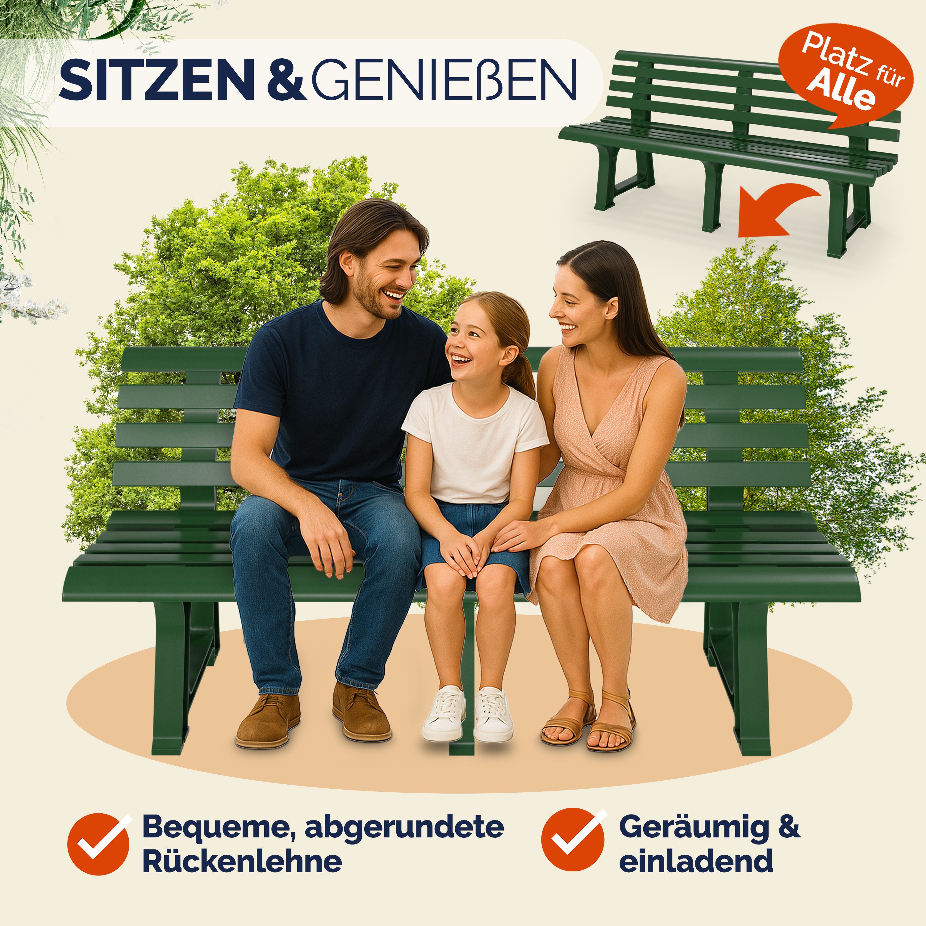 Casaria Gartenbank Orchidea, Sitzbank Wetterfest Kunststoff 240kg Belastbar günstig online kaufen