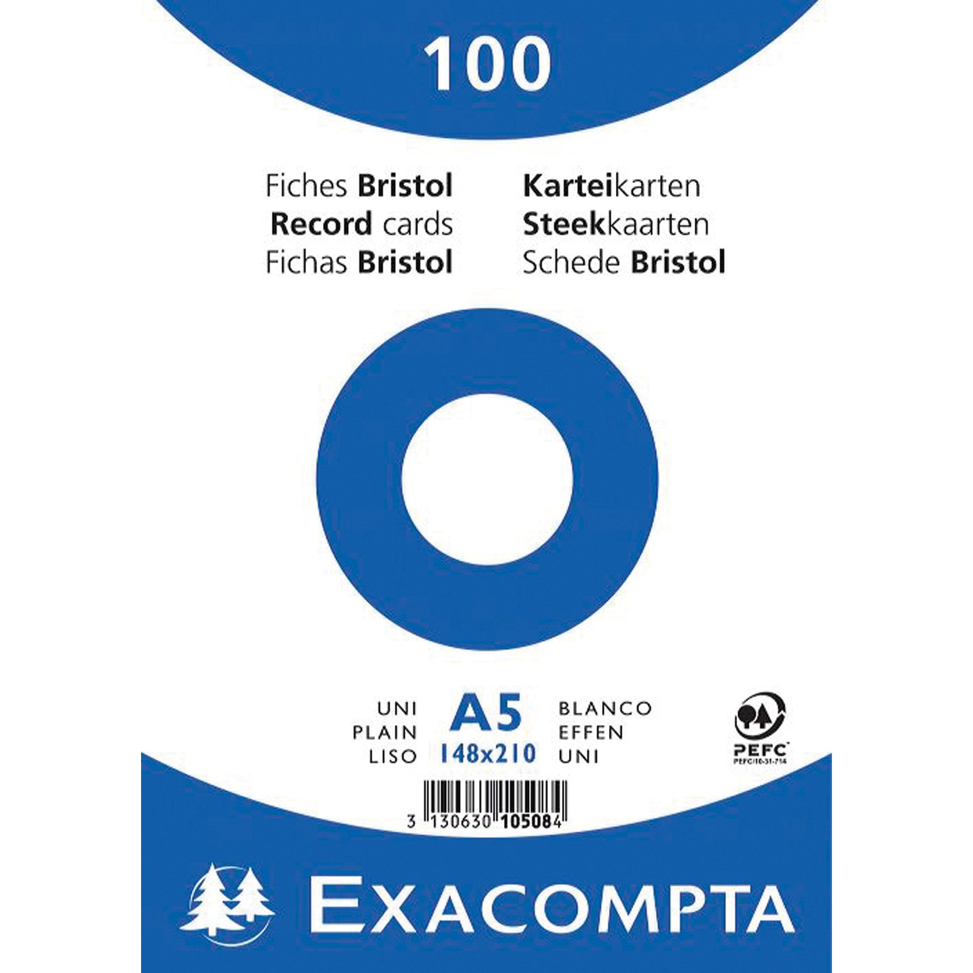 EXACOMPTA Karteikarten Karteikarte 10508E DIN A5 blanko weiß 100 Stück.
