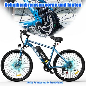 CITYSPORTS E-Bike RCB-RK15 26 ZOLL, 7 Gang, 250w Heckmotor, MTB 36V11.2AH abnehmbarer Akku, Doppelscheibenbremse, Shimano 7G