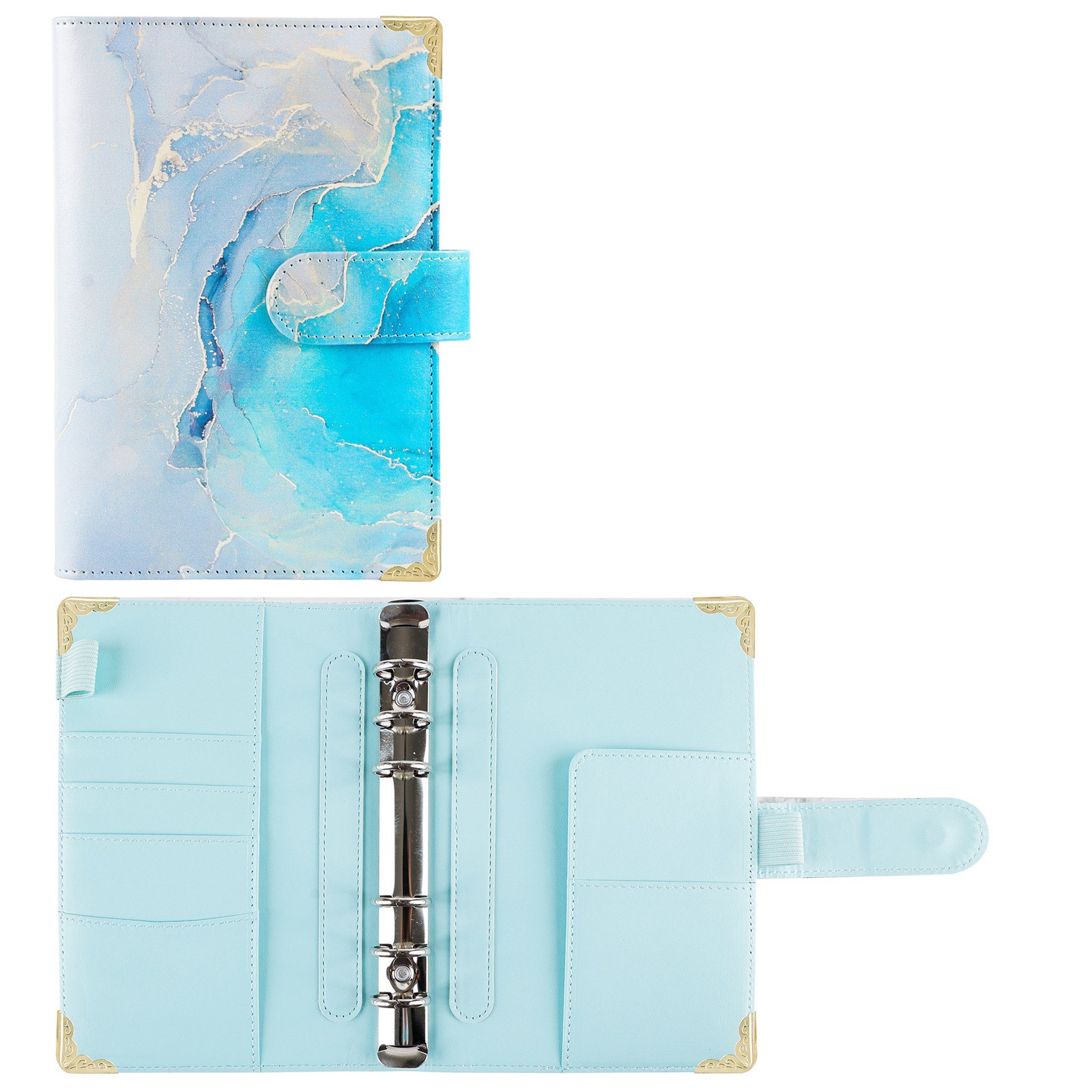 KINSI Ringbuchmappe Haushaltsbuch A6 mit Ringmechanik,Budget Planer&Finanztracker, mit Übersichtlichem Layout - Aus Lederoptik PU