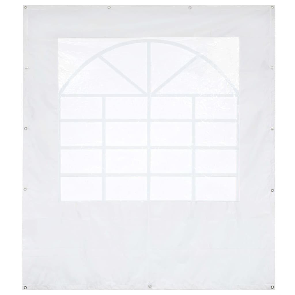 vidaXL 2x Seitenteil mit Fenster PE Weiß Seitenwand für Partyzelt Pavillon 