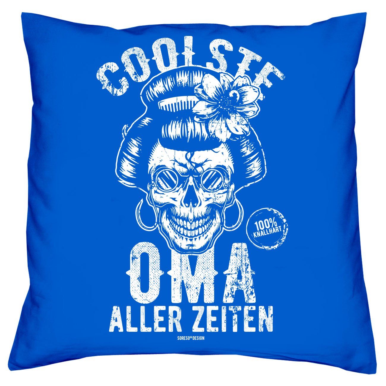 Kissen Oma royal-blau Sleep, Soreso® Dekokissen Muttertagsgeschenk Coolste Sprüche Socken Omatag aller Zeiten Oma &