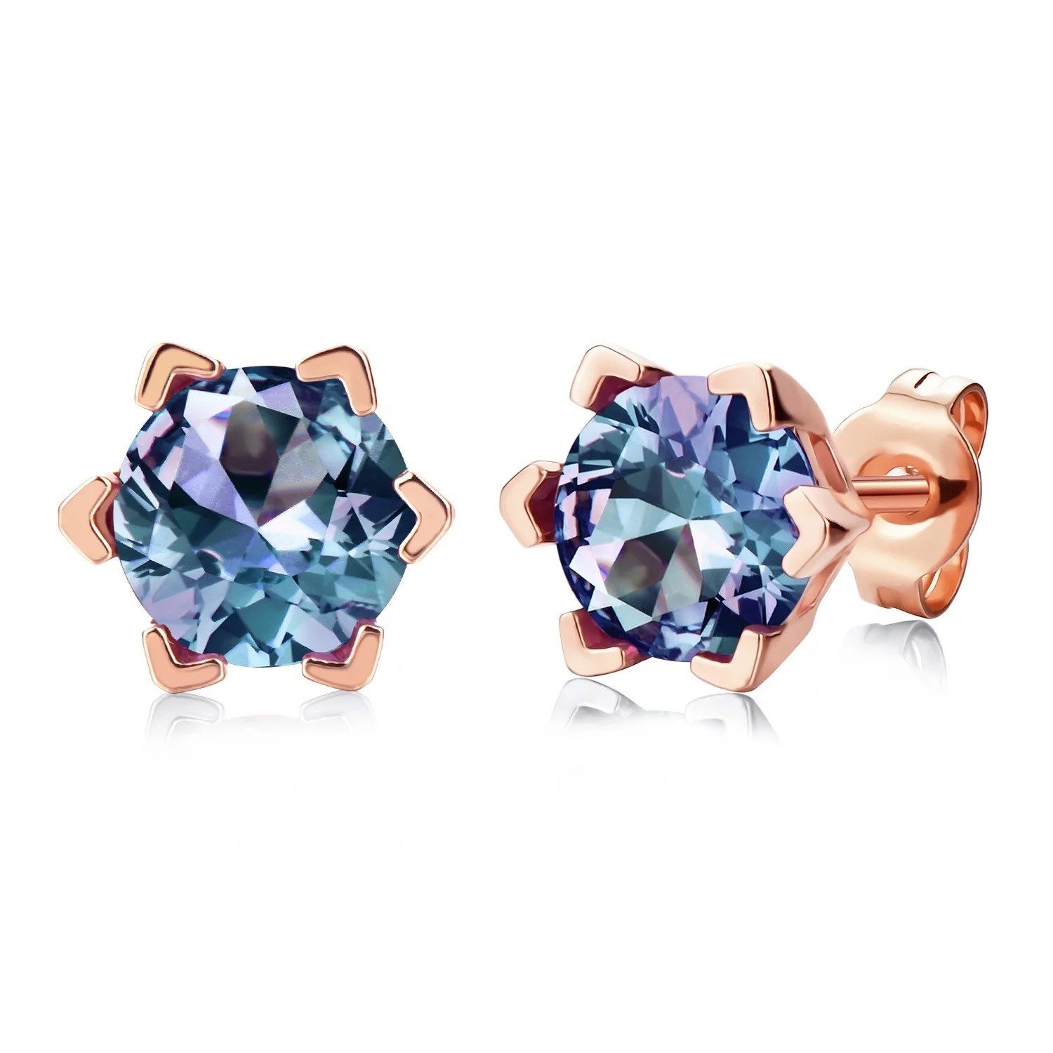 Runde Perlé Paar Ohrstecker klassische Ohrstecker, Stein Alexandrit, handge günstig online kaufen