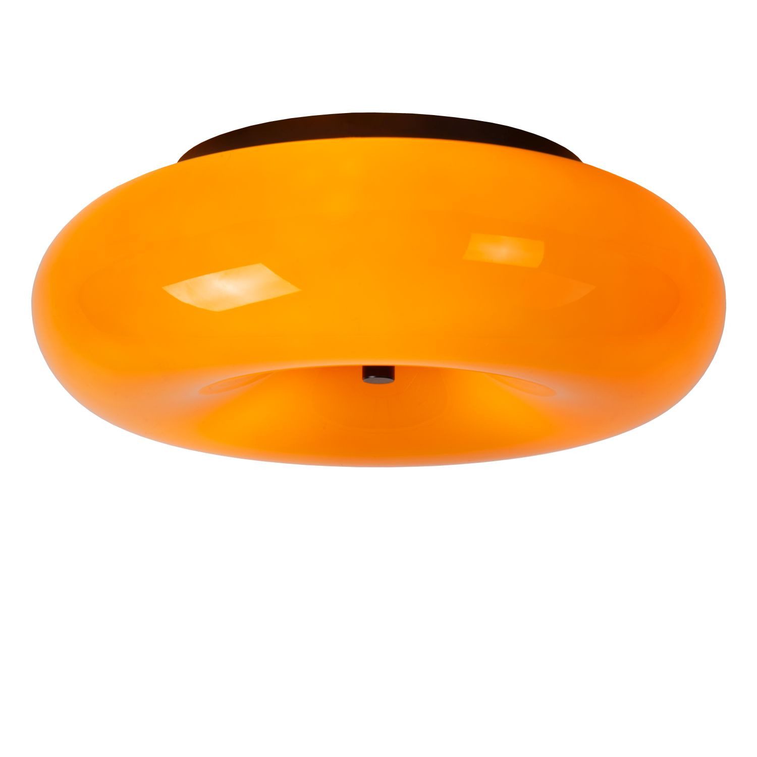 Licht-Erlebnisse Deckenleuchte ZARIN, ohne Leuchtmittel, Glas Metall D: 30 cm Schwarz Orange G9 3-flammig rund Retro Design