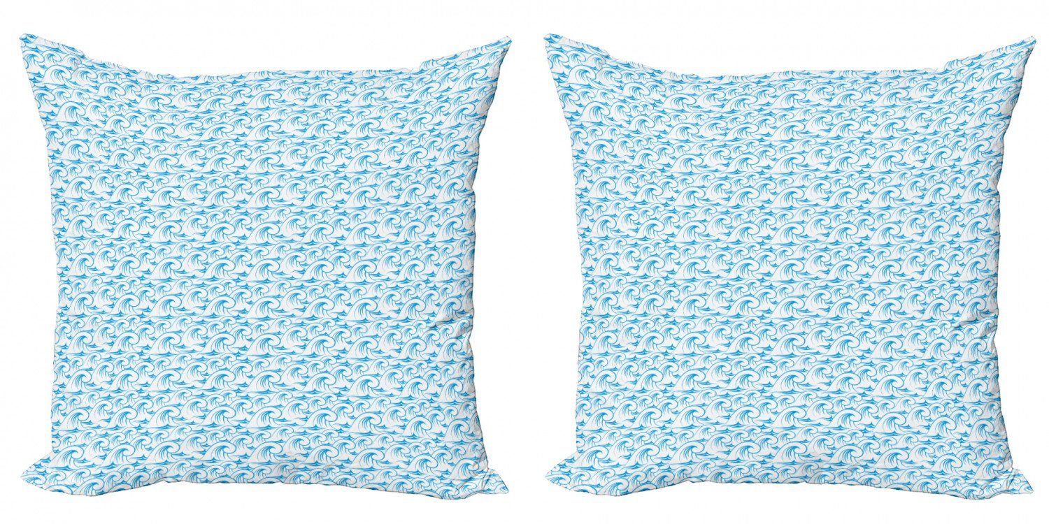 Modern Foam Accent Abakuhaus Kissenbezüge (2 Ozean-Wellen-wirbelnde Nautisch Doppelseitiger Stück), Digitaldruck,