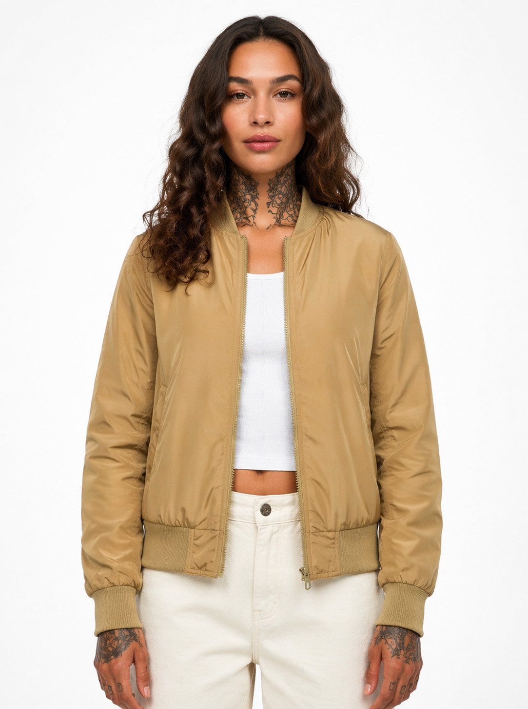 urbandreamz Bomberjacke Damen leichte Bomberjacke Jacke Sommer Frühling Übergangsjacke Seitentaschen, wasserabweisend, waffelartige seitliche Einsätze