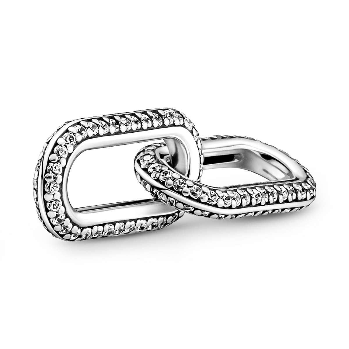 Pandora Kettenanhänger 799660C02, Doppeltes Verbindungselement Styling Pavé Weiß