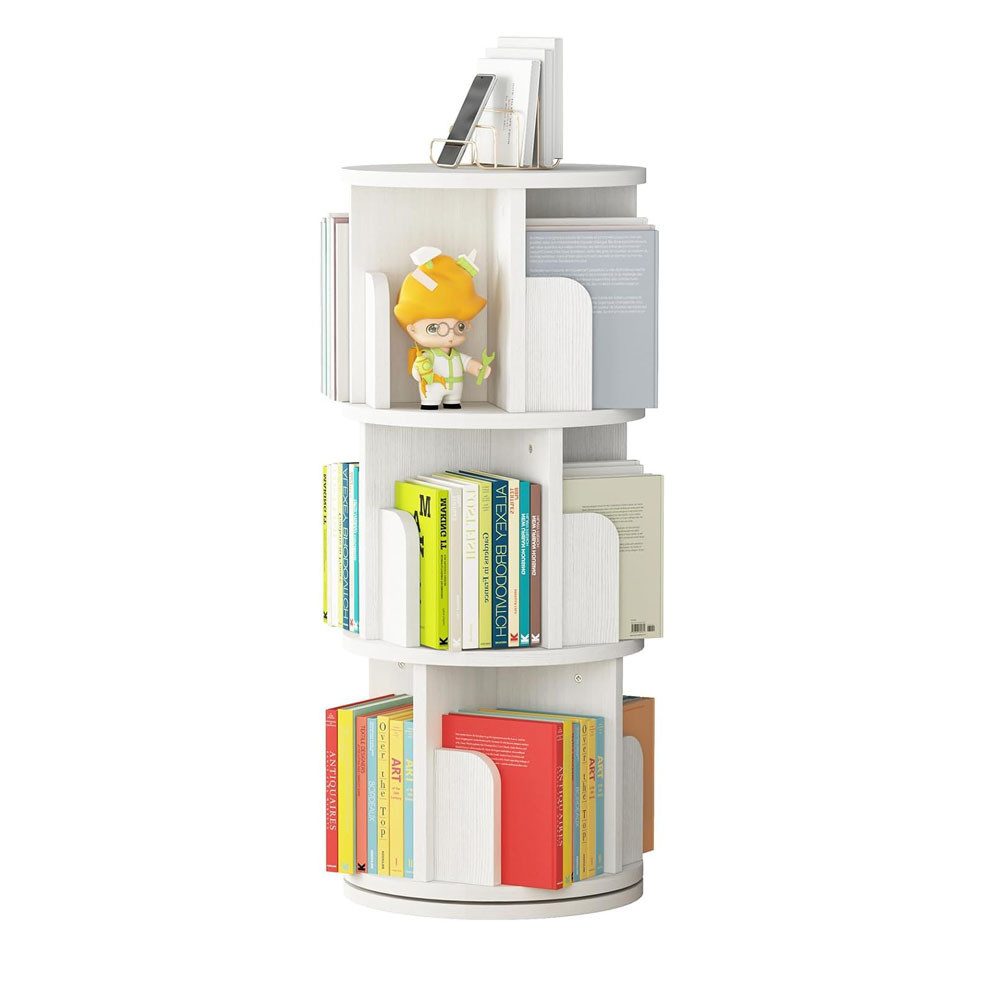 GarveeMore Bücherregal Rotierendes Bücherregal 3 Tier 360° Display Stehendes Bücherregal