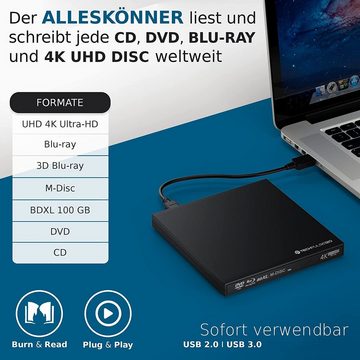 techPulse120 techPulse120 Externer UltraHD 4k 3D UHD M-Disc USB 3.0 Blu-Ray Brenner Blu-ray-Brenner
