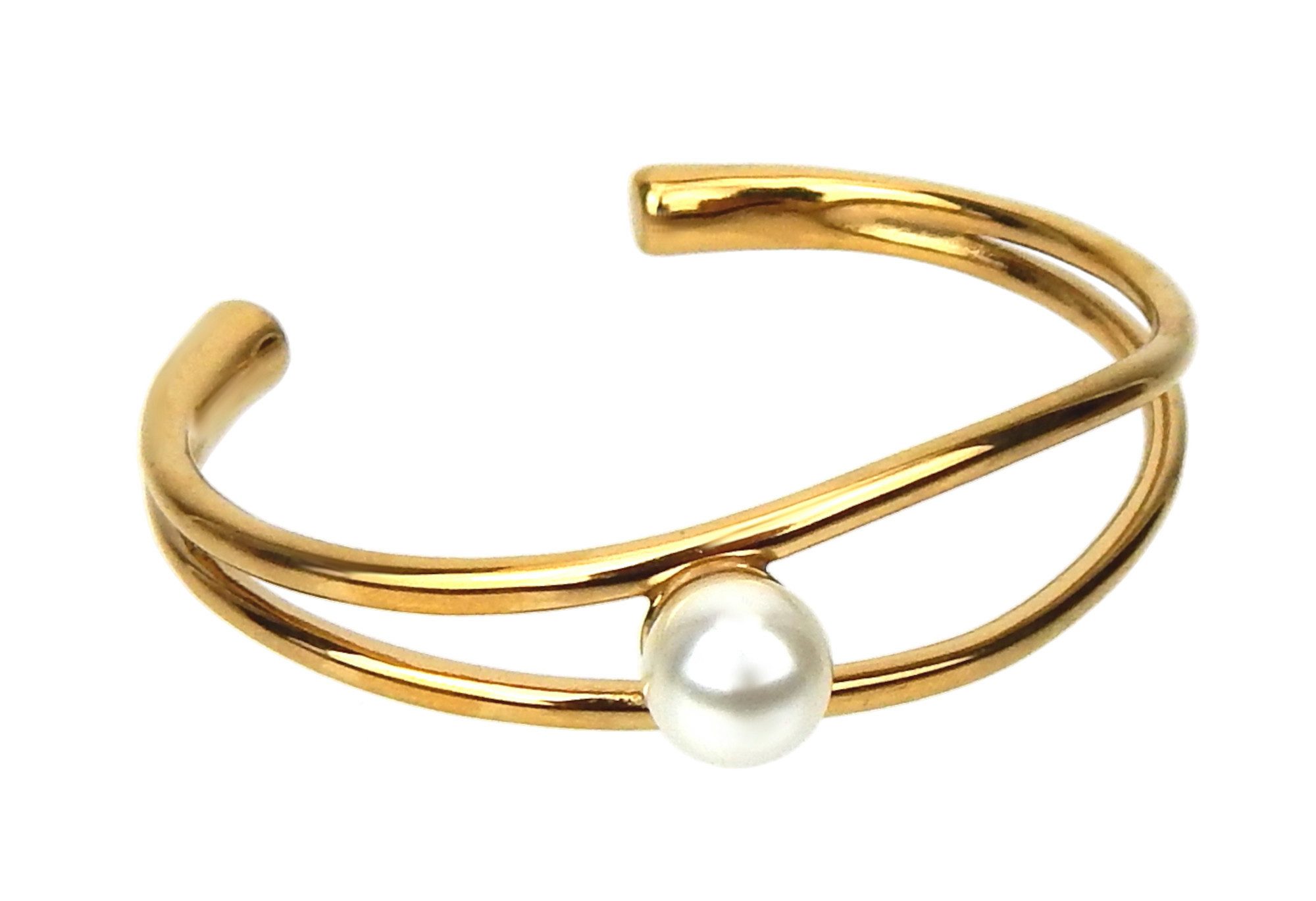 Ella Jonte Armreif, elegant - verstellbar aus Edelstahl mit Kunststoffperle