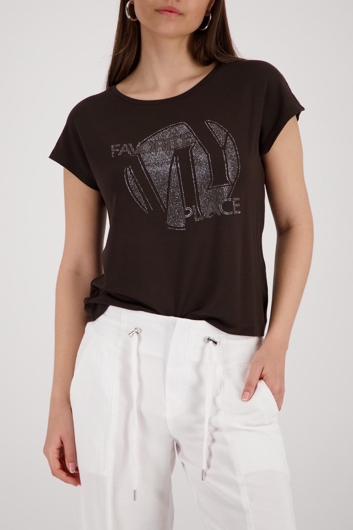 Monari T-Shirt Shirt Schmuck Regular fit mit Strasssteinen