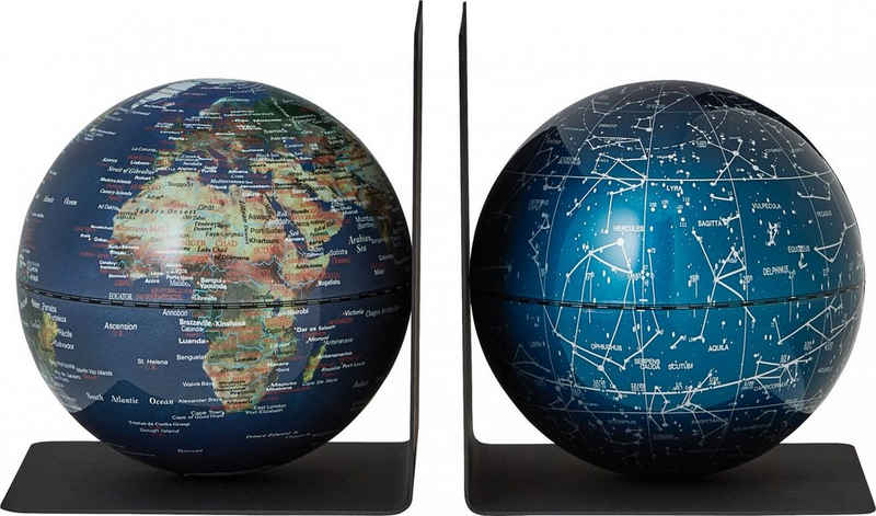 emform® Globus Buchstützen-Set BOOKGLOBE, (Set, 4-tlg), Buchstützen-Set 2 Mini-Globen je Ø13cm klein, Weltkugeln