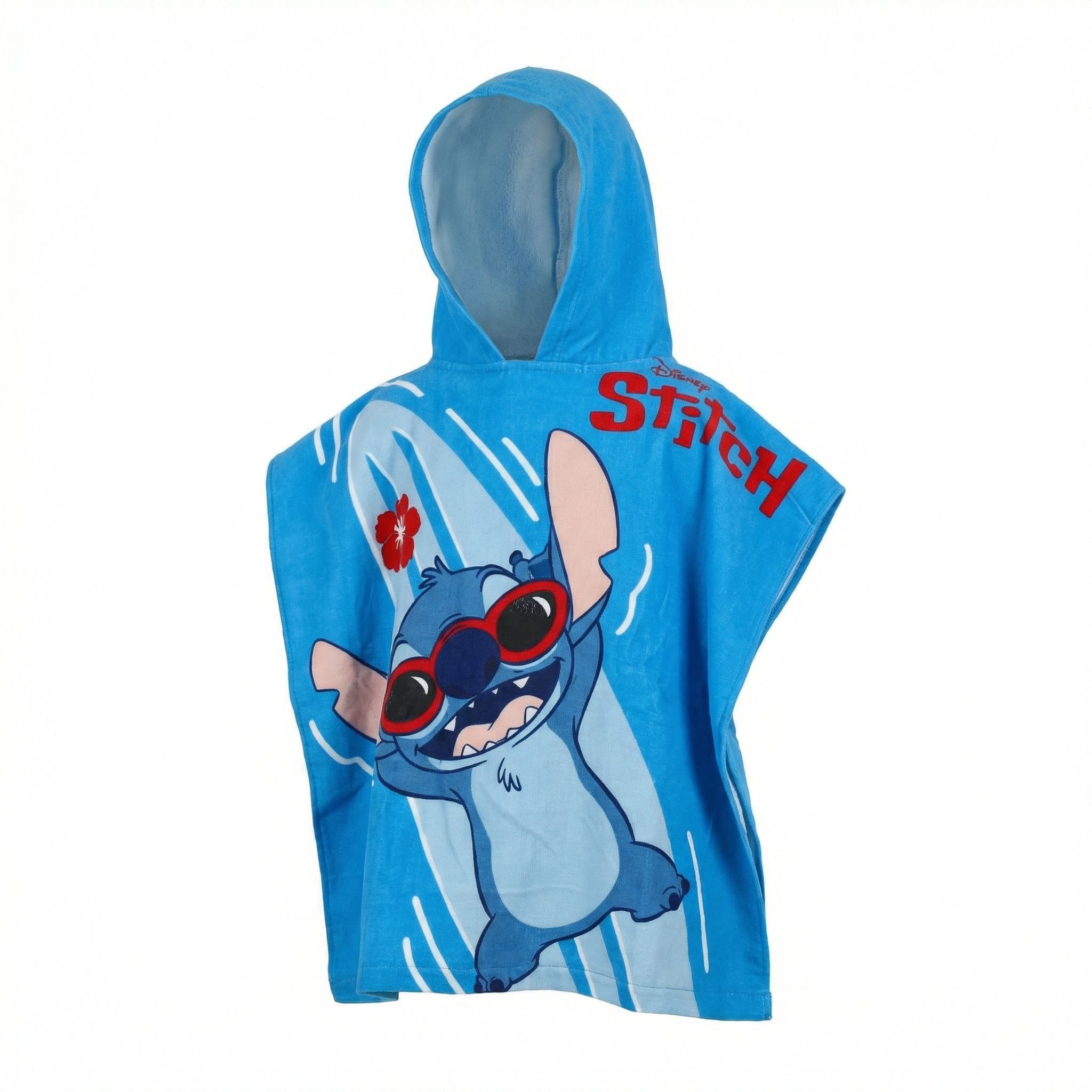 Disney Badeponcho Disney Lilo Stitch Kinder Mikrofaser Poncho Badeponcho 55x110 cm, 55 cm, Polyester, Kapuze, Pull-On