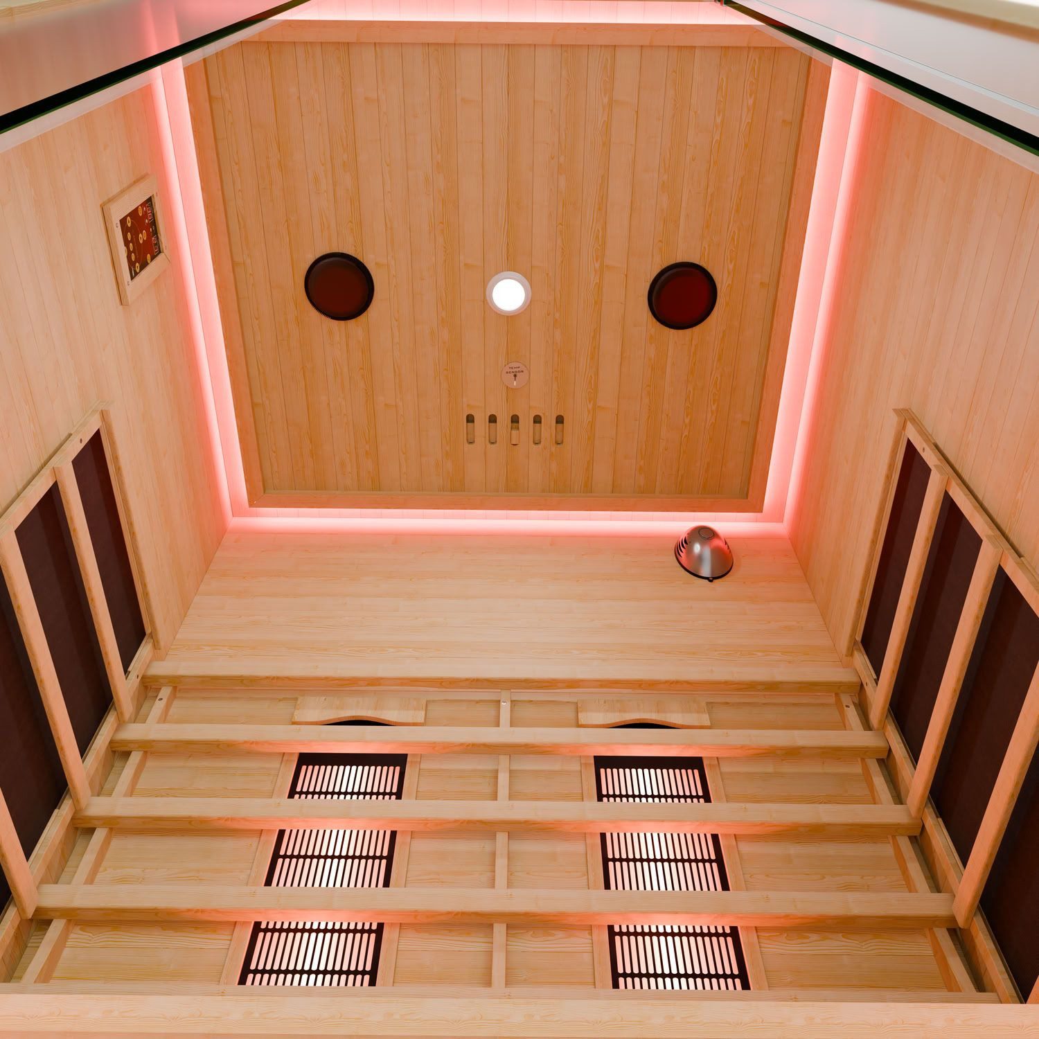 Artsauna Infrarotkabine Kiruna120 Dual Technologie, BxTxH: 120 x 105 x 190 cm, für 2 Personen, Hemlock-Holz, HiFi-System, Ionisator, LED-Farblicht – Bild 5 von 5