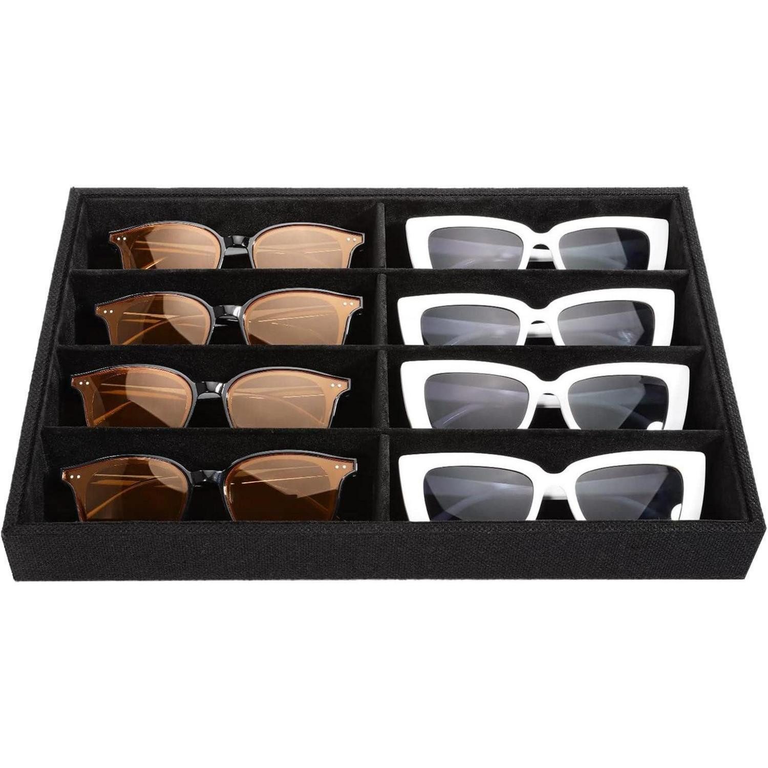LuxusKollektion Schmuckkasten Aufbewahrungsbox Brille 8 Gitter B-8 fächer ohne deckel-schwarz