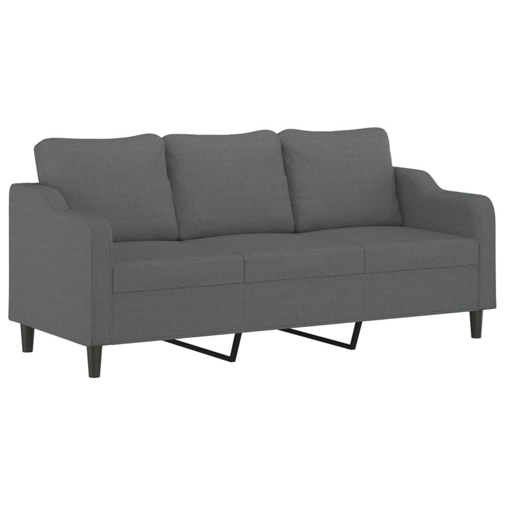 vidaXL Sofa 3-Sitzer-Sofa mit Hocker Dunkelgrau 180 cm Stoff