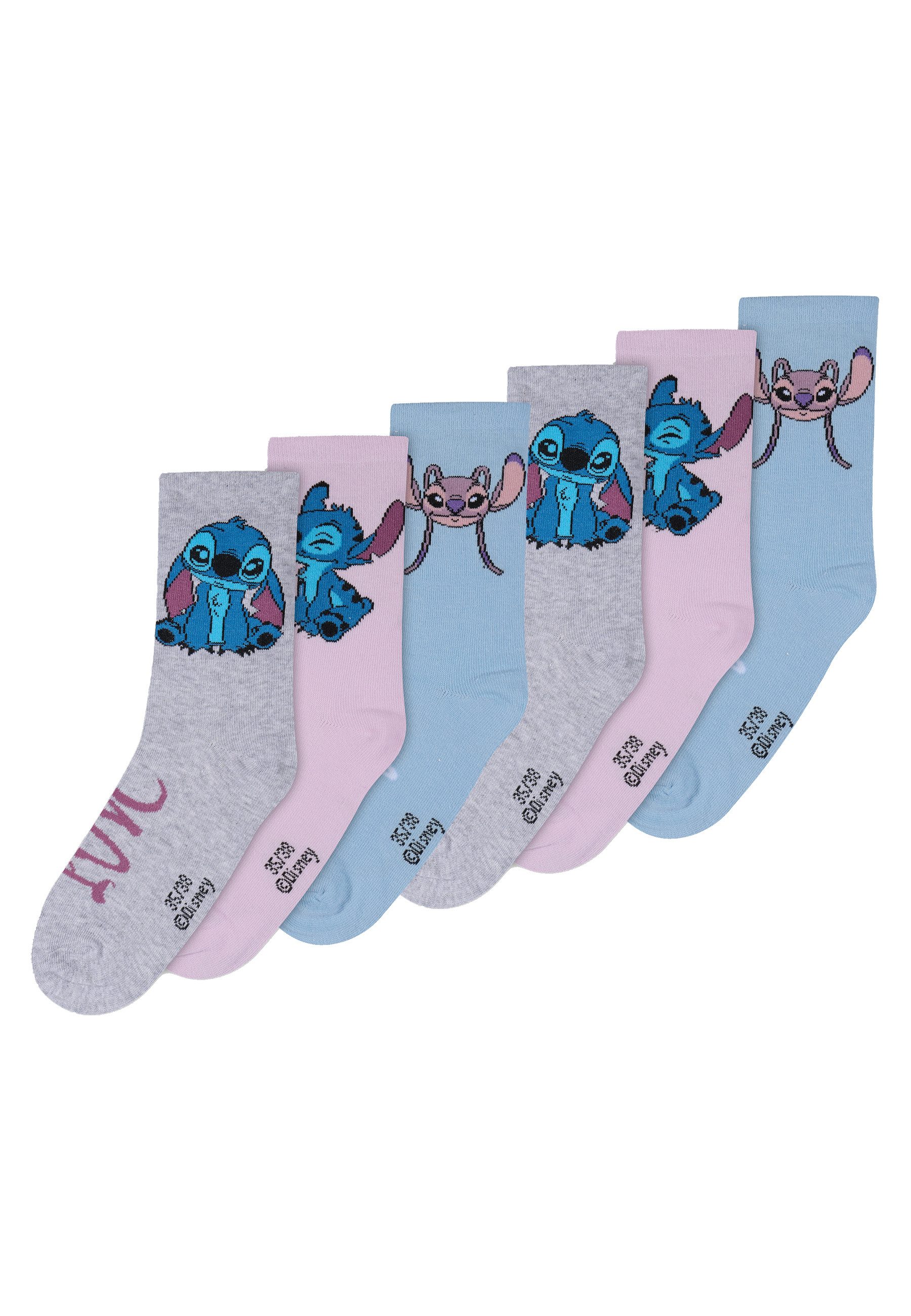 Stitch Socken Stitch Kinder Mädchen Socken 6er Pack (6-Paar)