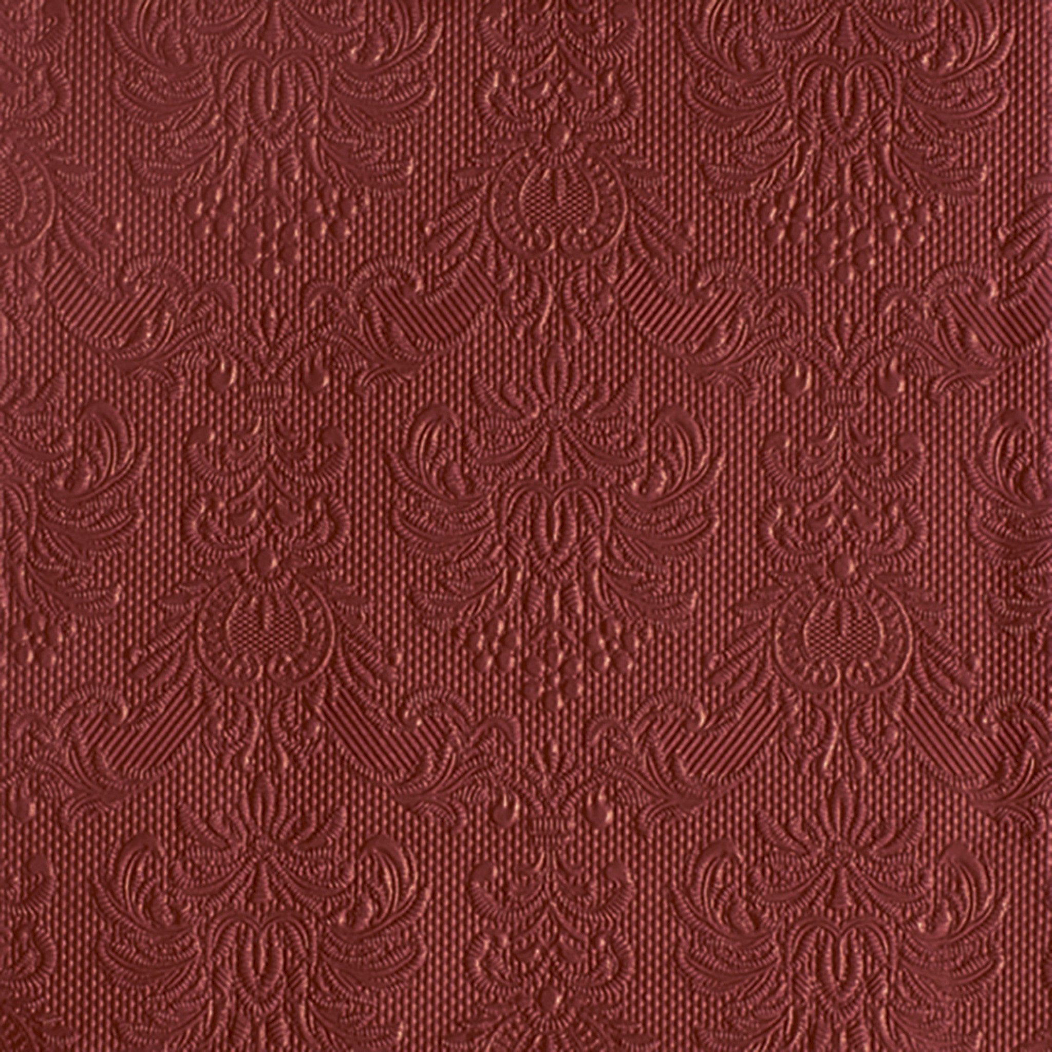 Ambiente Luxury Paper Products Papierserviette, Servietten Papier 40x40cm 3-lagig Elegance geprägt 15 Stück Dunkelrot
