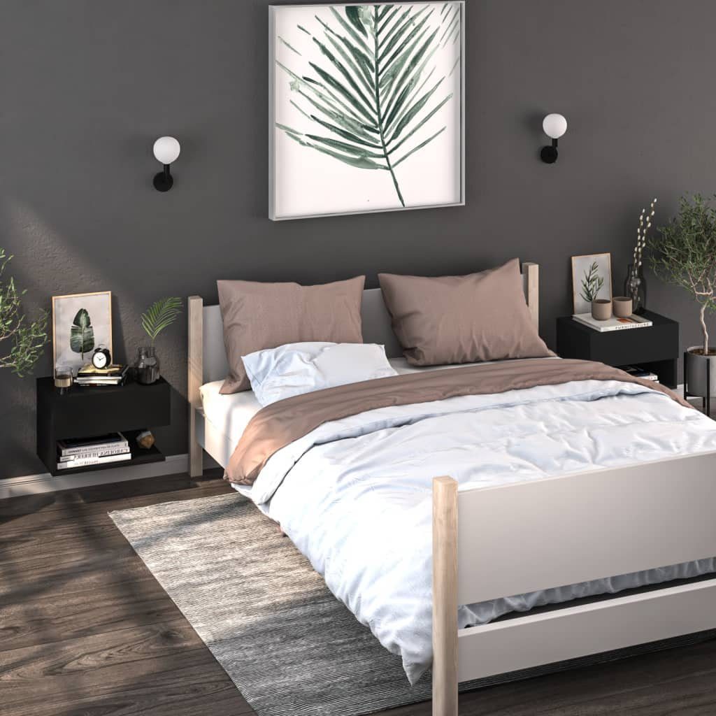 furnicato Nachttisch Wand-Nachttische 2 Stk. Schwarz günstig online kaufen