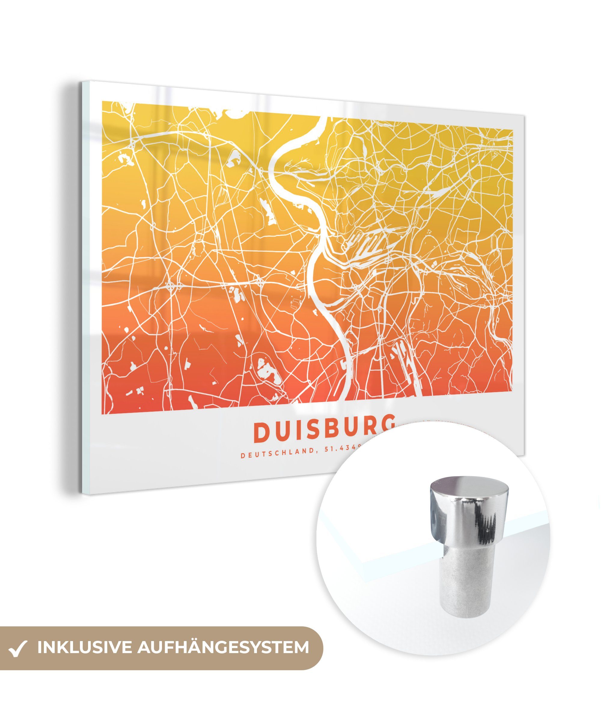 (1 Acrylglasbilder Duisburg Stadtplan MuchoWow St), Acrylglasbild & - Wohnzimmer - Deutschland, Schlafzimmer