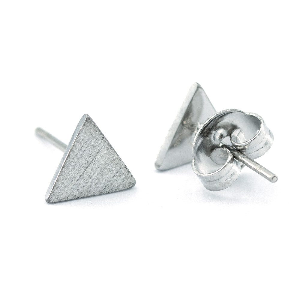 Paar Ohrstecker Pura Ohrring 13 Edelstahl-Ohrstecker Dreieckform gekratzt