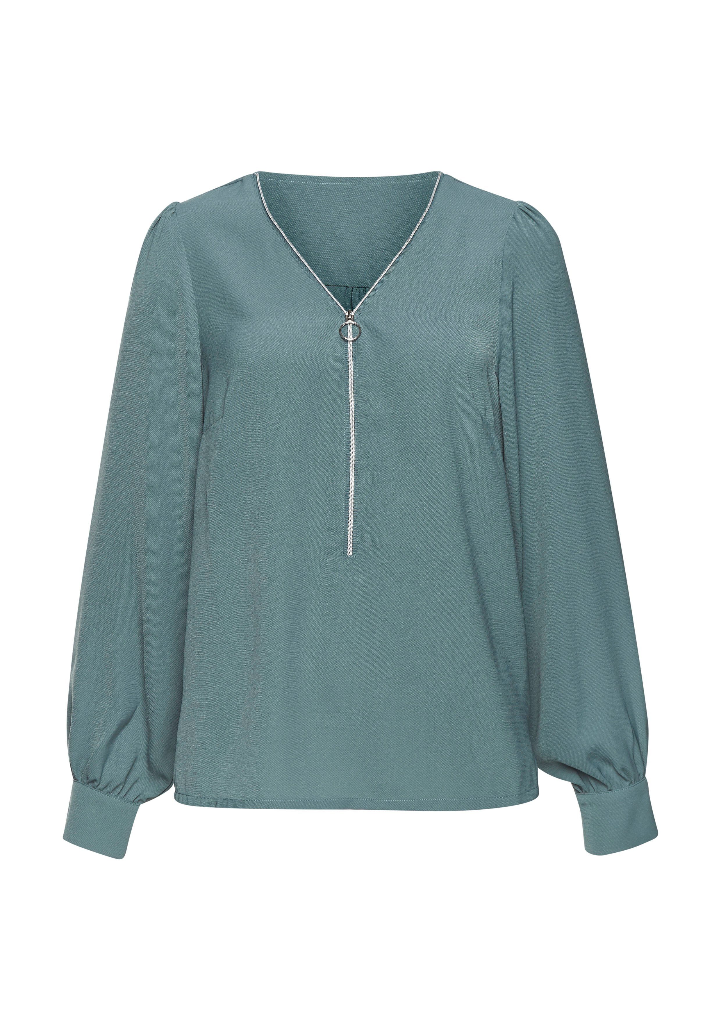 LASCANA Langarmbluse mit Reißverschlussdetail, elegante Damenbluse