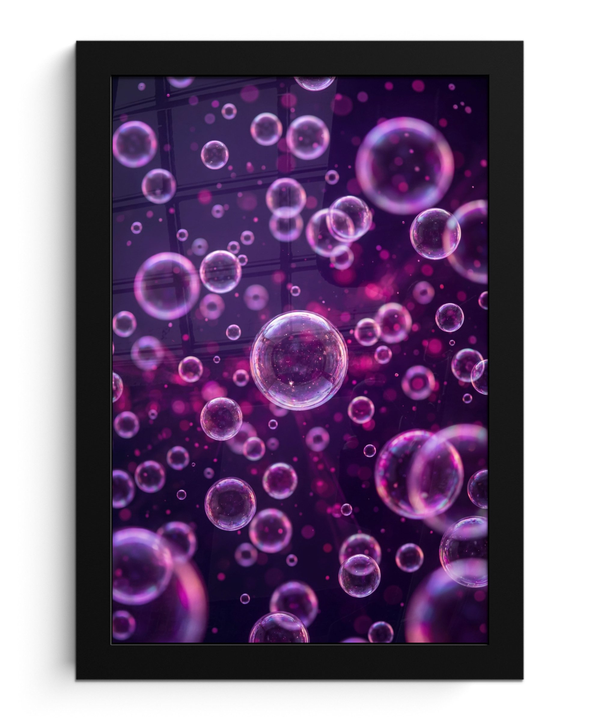 MuchoWow Poster Lila - Blasen - Schaumstoff, (1 St), Bilderrahmen, Zimmer Deko, Bild für Wohnzimmer, 20x30 cm