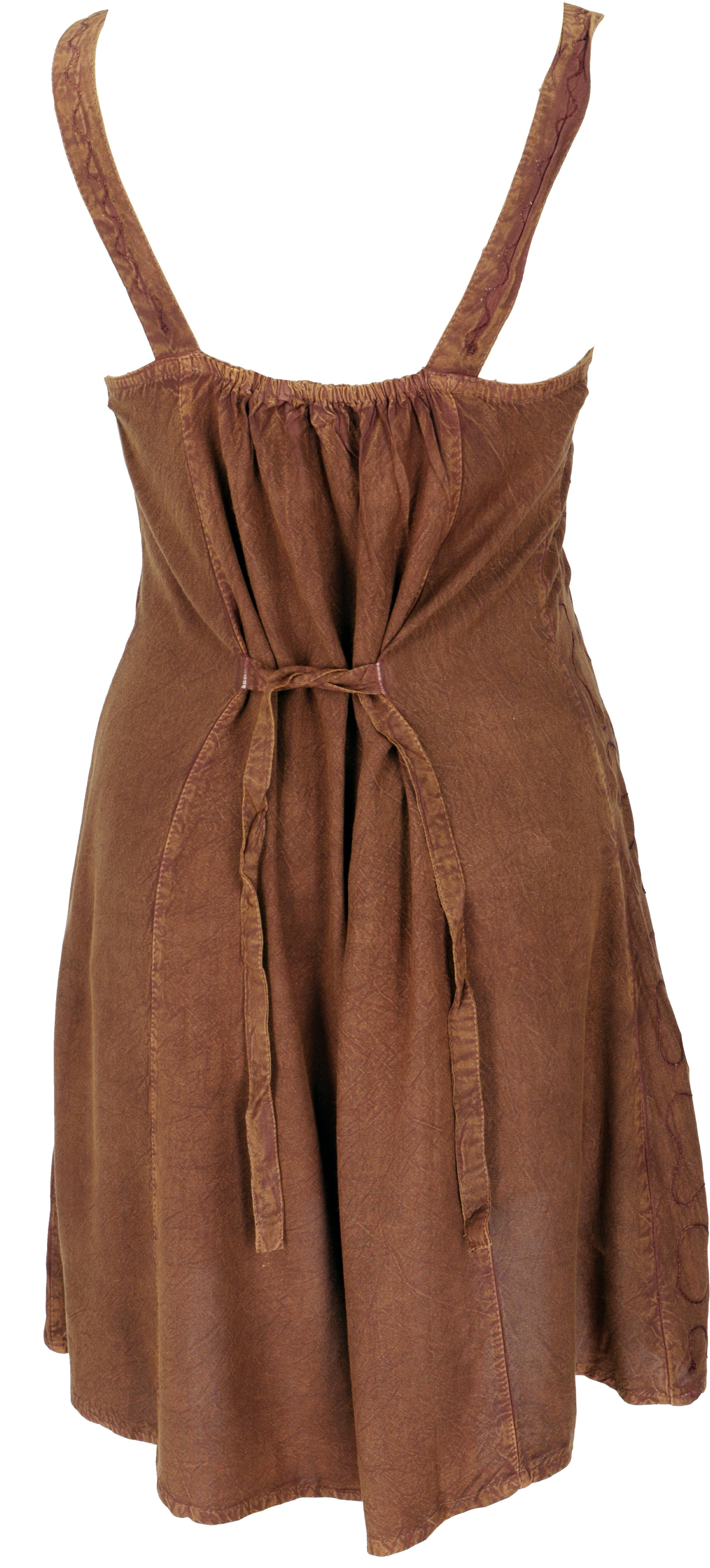 Guru-Shop Midikleid -.. Minikleid alternative indisches Besticktes Boho Kleid, Bekleidung braun/Design 23
